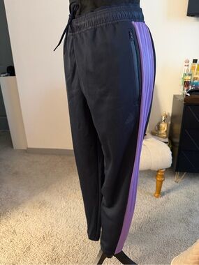 adidas Men’s Black Joggers with Purple Side Panels